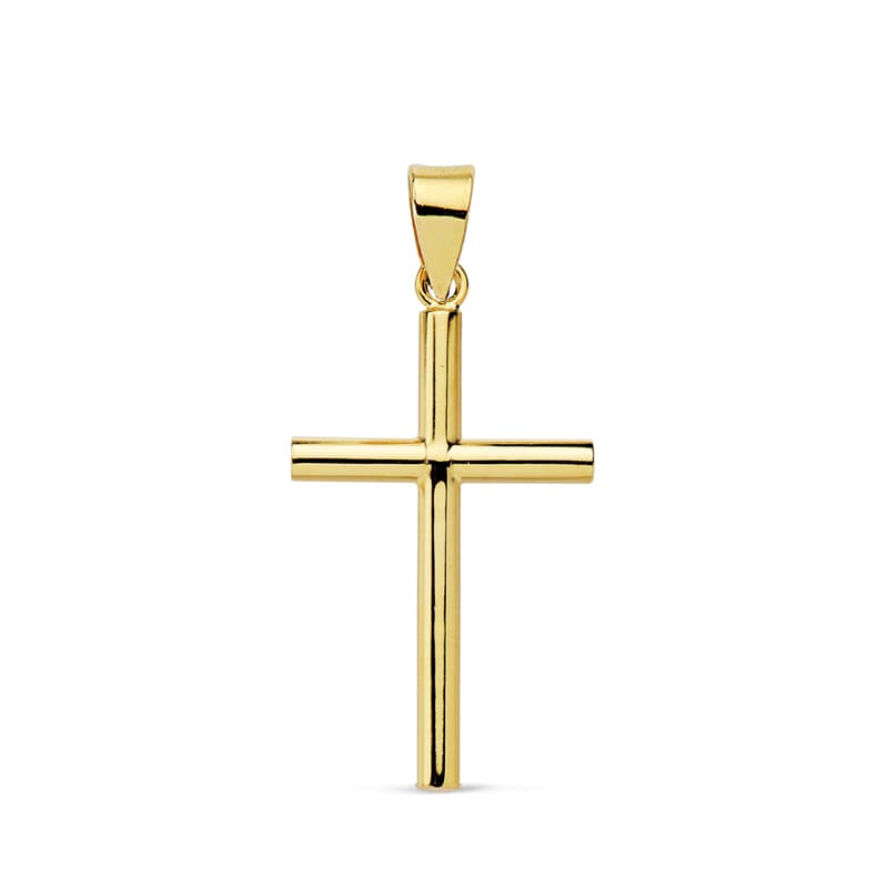 18K CRUZ ORO AMARILLO LISA 23X13X2 MM