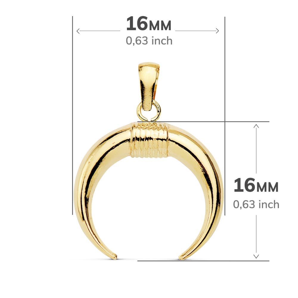 18K COLGANTE AMULETO ORO AMARILLO CUERNO 16X16 MM