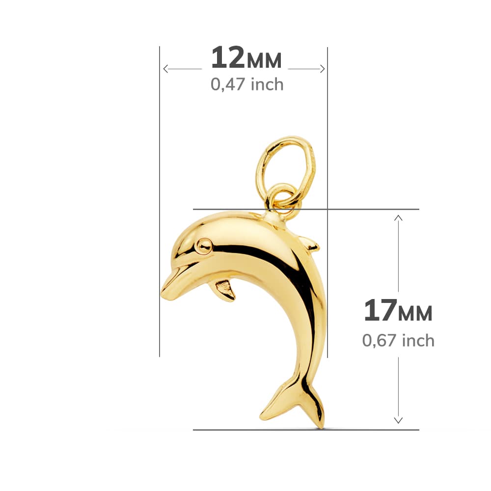 18K COLGANTE AMULETO ORO AMARILLO DELFIN LISO 17X12 MM