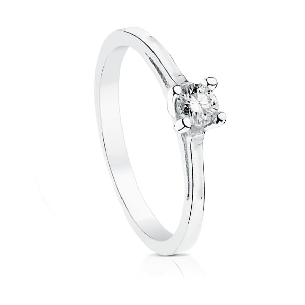18K SOLITARIO ORO BLANCO DIAMANTE NATURAL TALLA BRILLANTE 0.200 QTS. SI-H