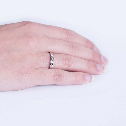 18K ALIANZA O ANILLO ORO BLANCO 11 DIAMANTES DE LABORATORIO 0,150 QTS. VS2-G