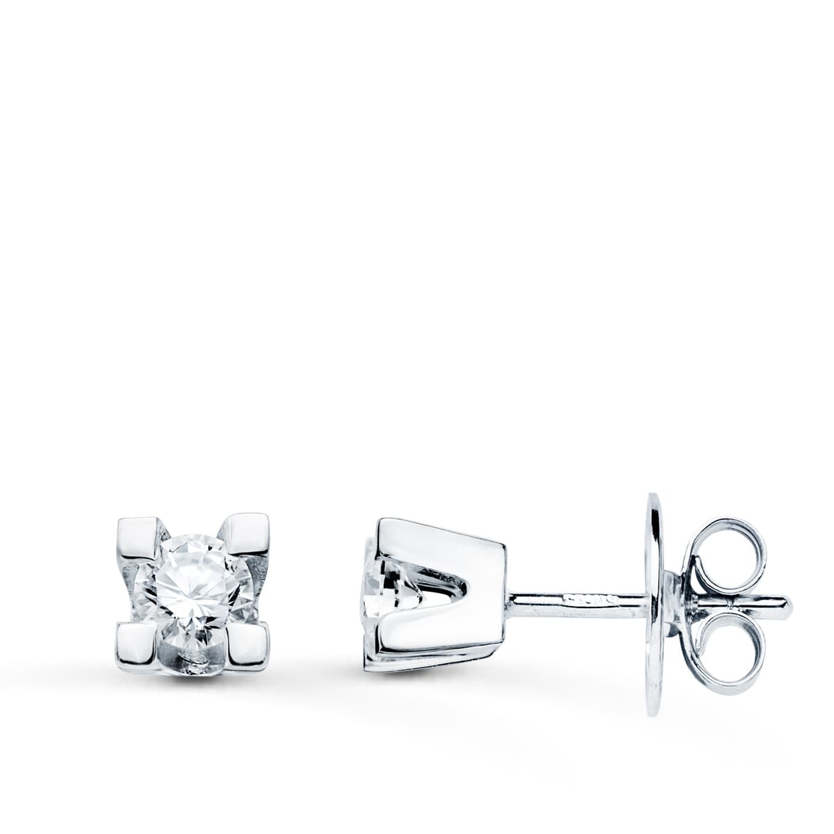18K PENDIENTES ORO BLANCO DIAMANTES LABORATORIO 3,40MM 0,30 QTS VS2-G. MEDIDA: 4,5X4,5 MM. CIERRE PRESION