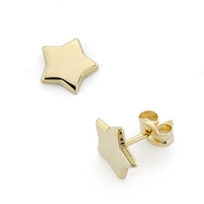 18K PENDIENTES ORO AMARILLO ESTRELLA 8 MM CIERRE PRESION