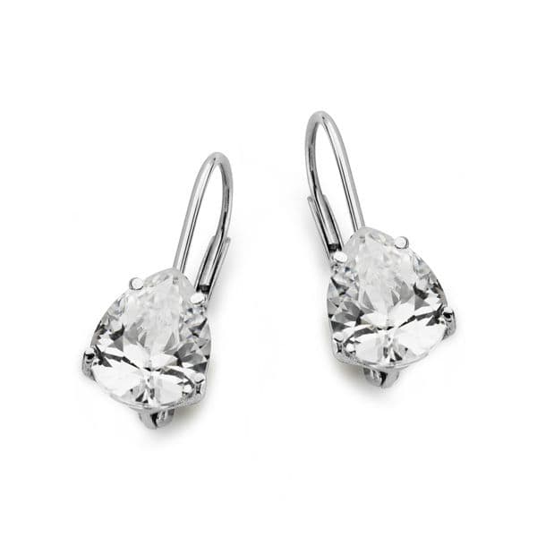 18K PENDIENTES CIRCONITA PERA ORO BLANCO 20X7 MM CIERRE GANCHO