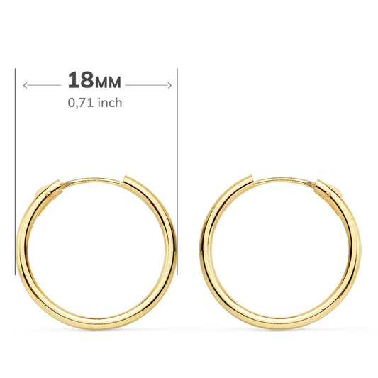 18K AROS ORO AMARILLO REDONDOS LISOS LIGEROS 18X1.50 MM
