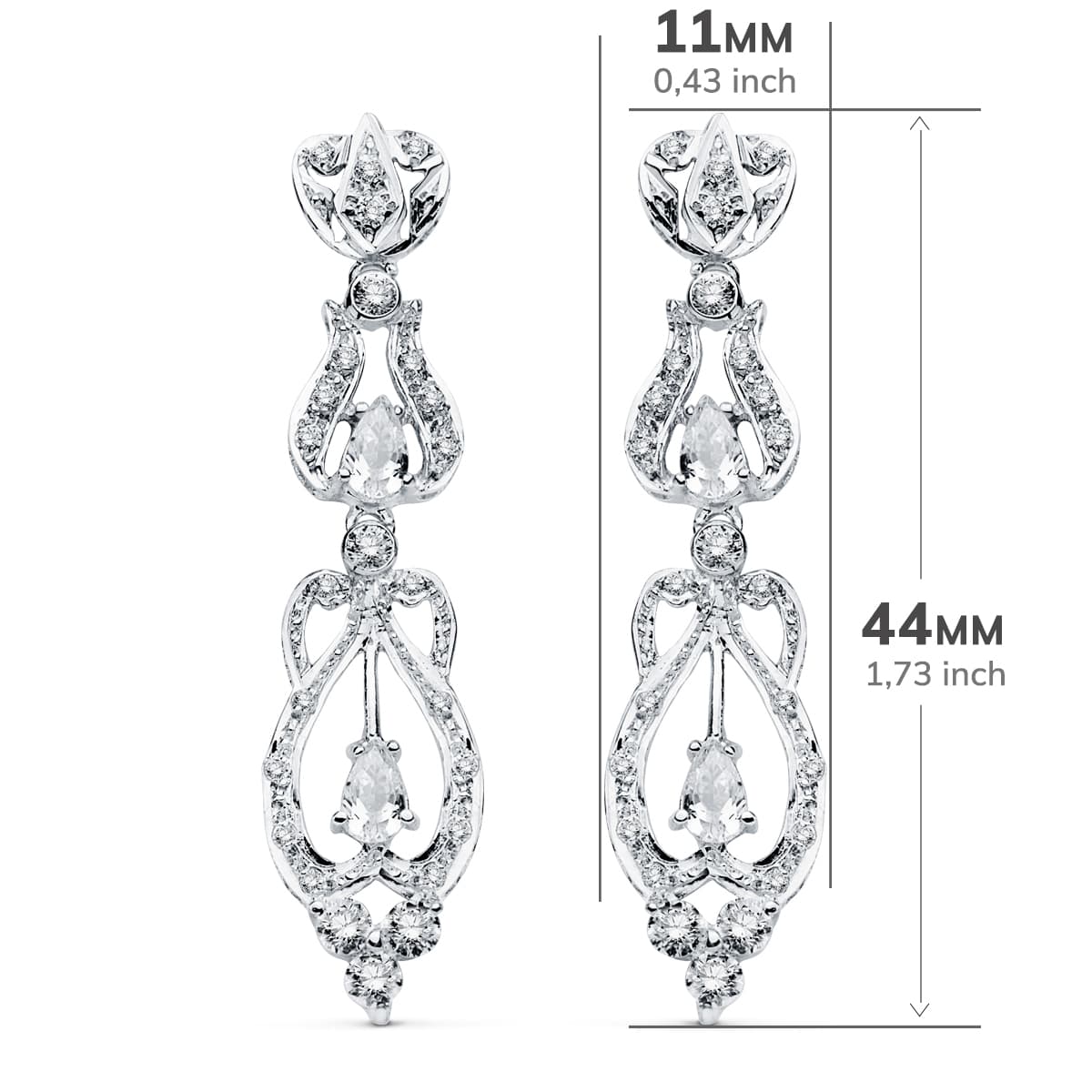 18K PENDIENTES ORO BLANCO CIRCONITA PRESION