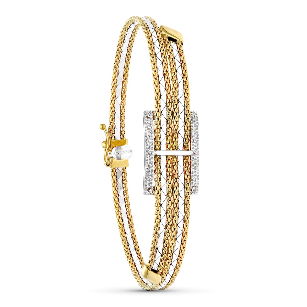 18K PULSERA ORO BICOLOR RECTANGULO.