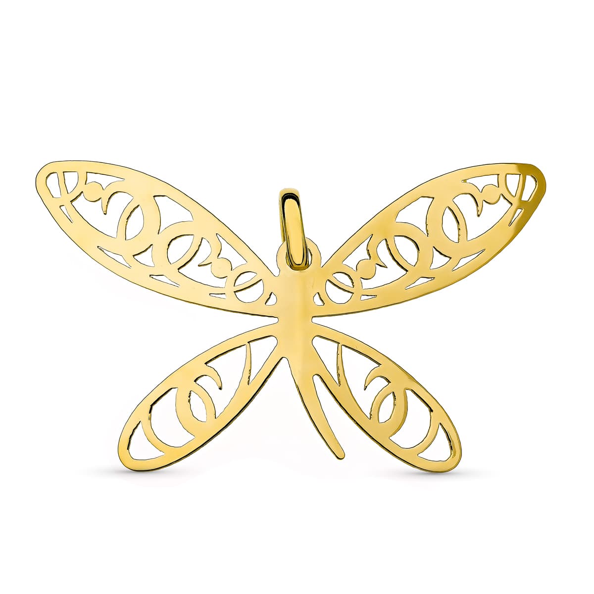 18K COLGANTE ORO AMARILLO AMULETO LIBELULA 21X51 MM