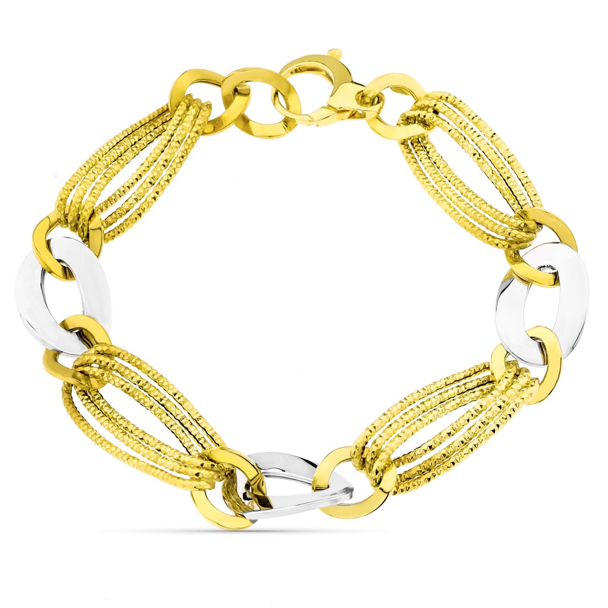 18K PULSERA BICOLOR ESLABONES