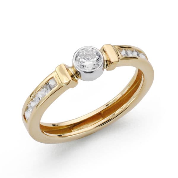 18K SORTIJA BICOLOR CIRCONITAS