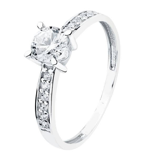 18K SOLITARIO ORO BLANCO CUERPO DE CIRCONITA Y 4 GARRAS CON CIRCONITA DE 5 MM