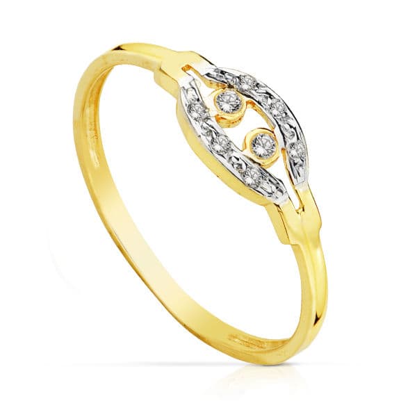 18K SORTIJA ORO BICOLOR CIRCONITAS