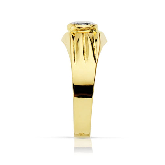 18K SOLITARIO ORO AMARILLO HUECO CON CIRCONITA EN BOCEL DE 5 MM