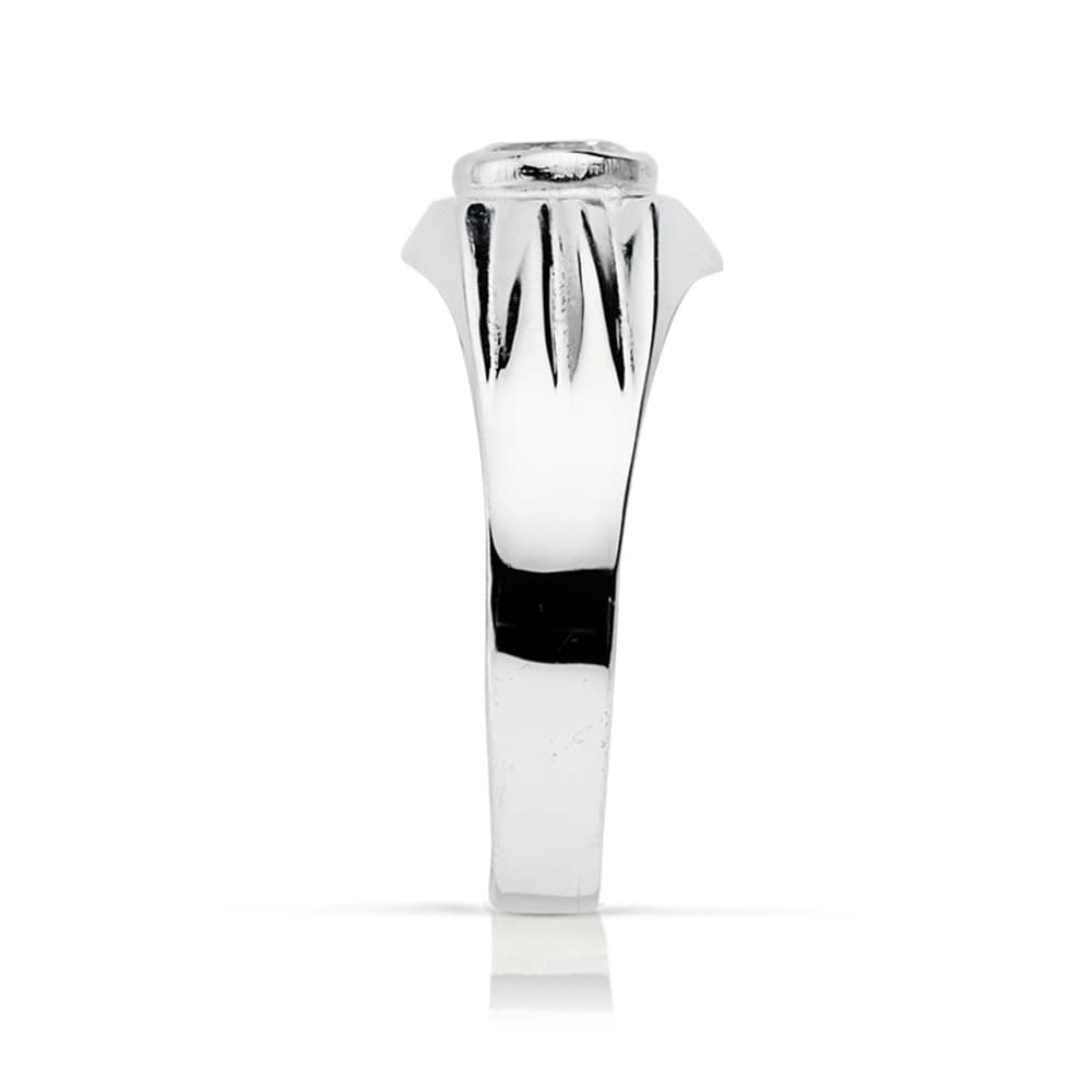 18K SOLITARIO ORO BLANCO HUECO CON CIRCONITA EN BOCEL DE 5 MM