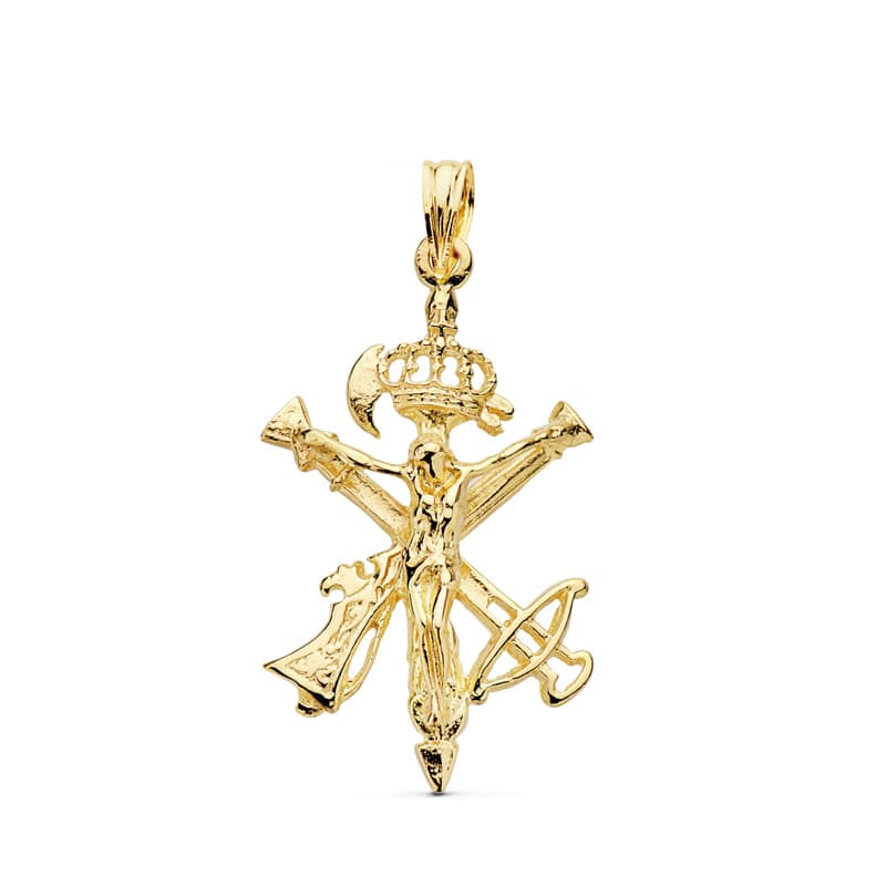 18K COLGANTE CRUZ CRISTO LEGION ORO AMARILLO 31X20 MM