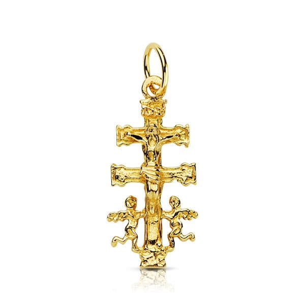 18K CRUZ ORO AMARILLO CARAVACA 24X11 MM