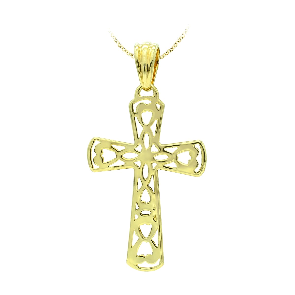 18K CRUZ ORO AMARILLO FILIGRANA 35X23 MM