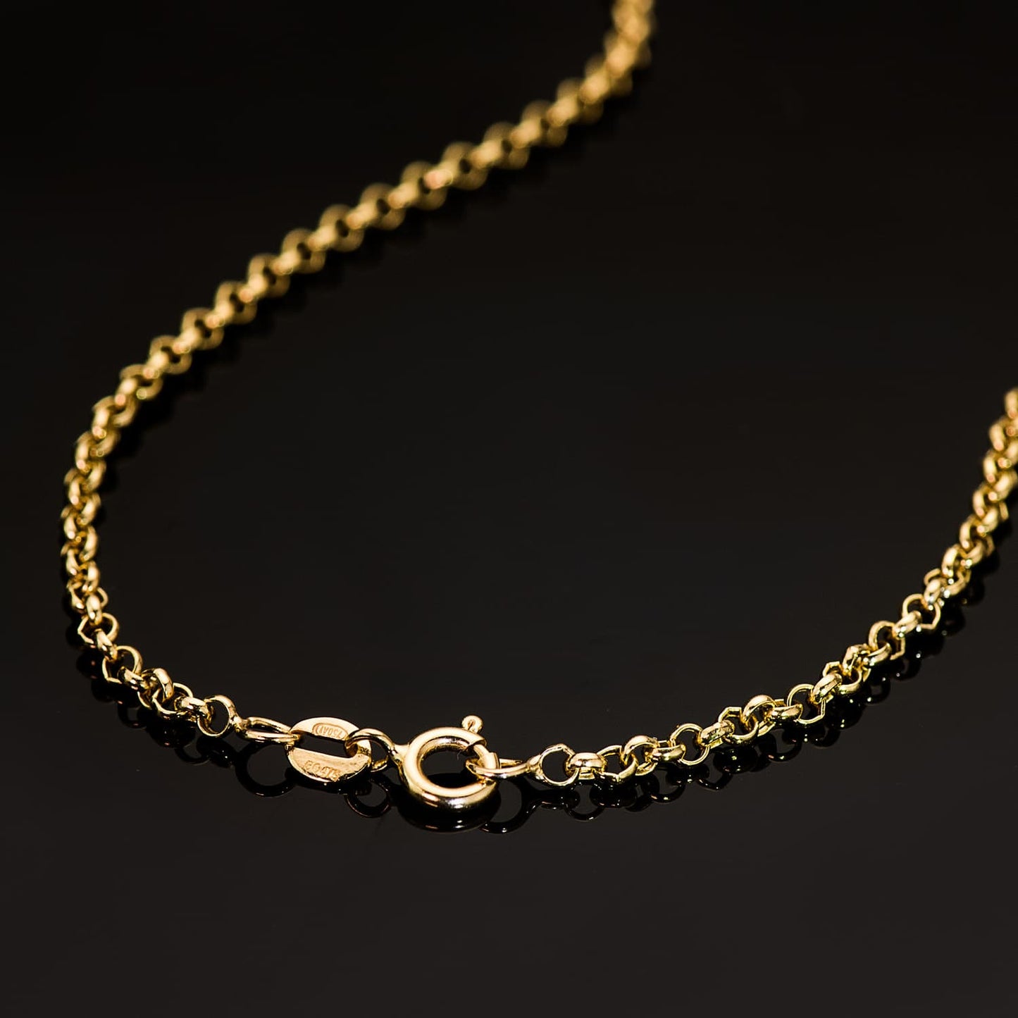 18K CADENA ORO AMARILLO ROLO HUECA ANCHO: 2.5MM LARGO: 45CM CIERRE REASA