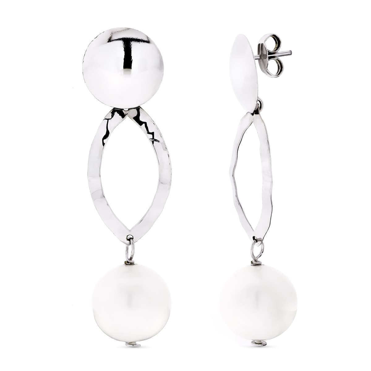 18K PENDIENTES ORO BLANCO PERLA CULTIVADAS CIERRE PRESION