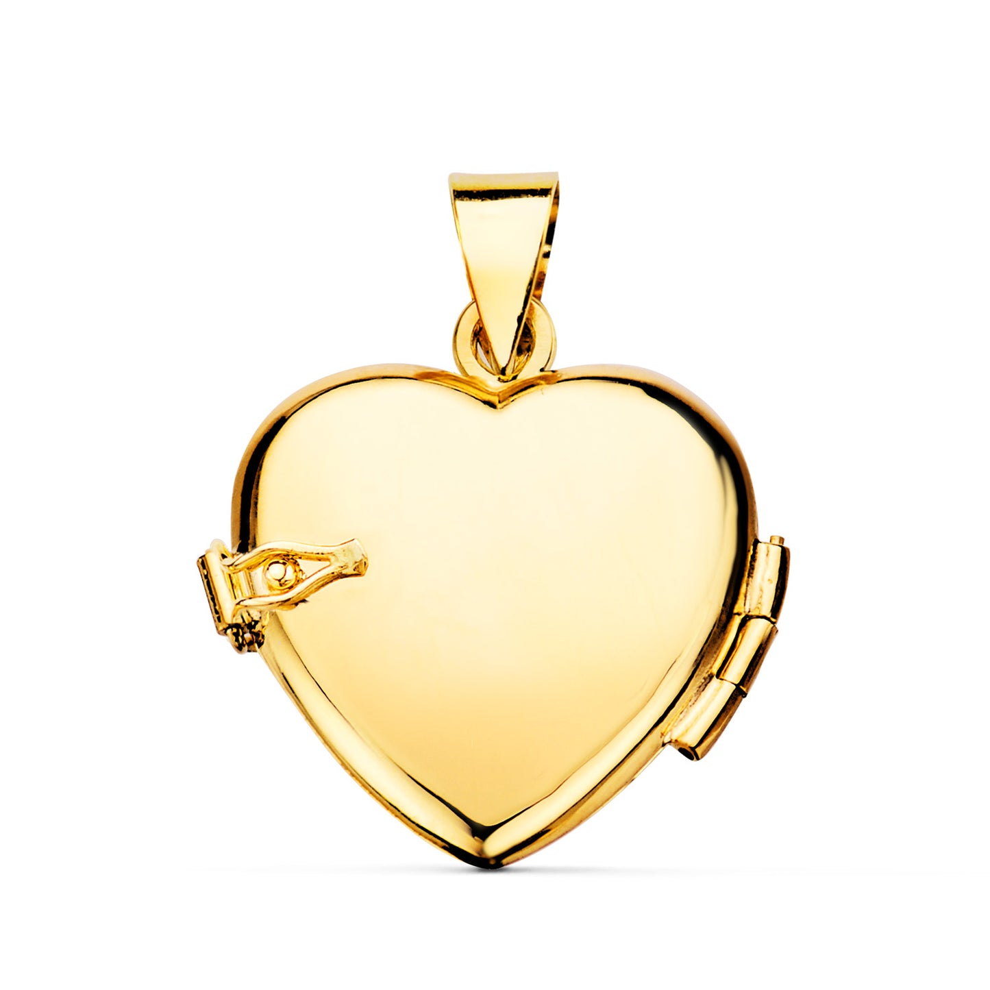 18K GUARDAPELO DIJE PORTAFOTOS ORO AMARILLO CORAZON BRILLO 20X20 MM C. AMOR