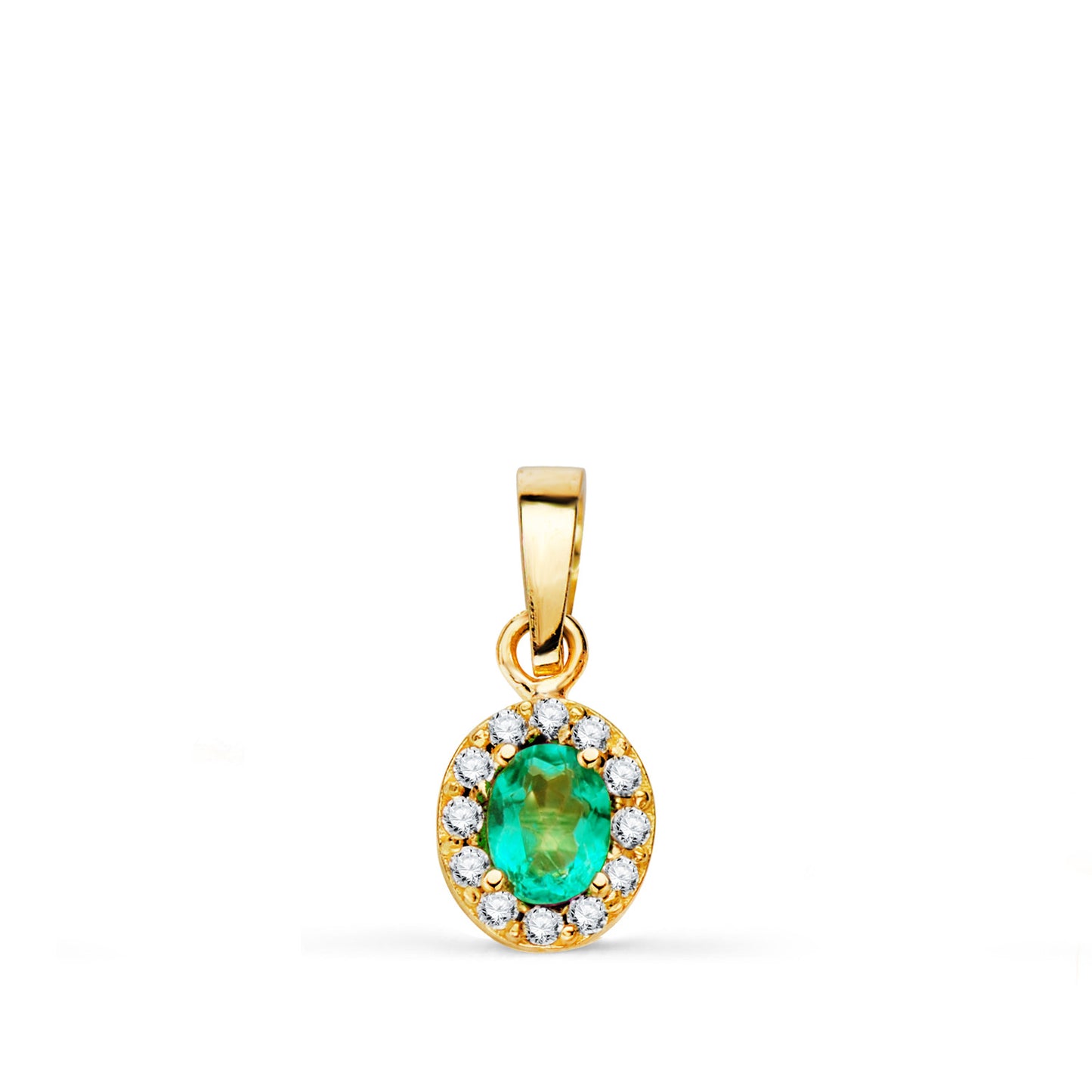 18K COLGANTE ORO AMARILLO PIEDRA OVAL TOPACIO PARAIBA Y CIRCONITAS. 6,5 X 5,5 MM.