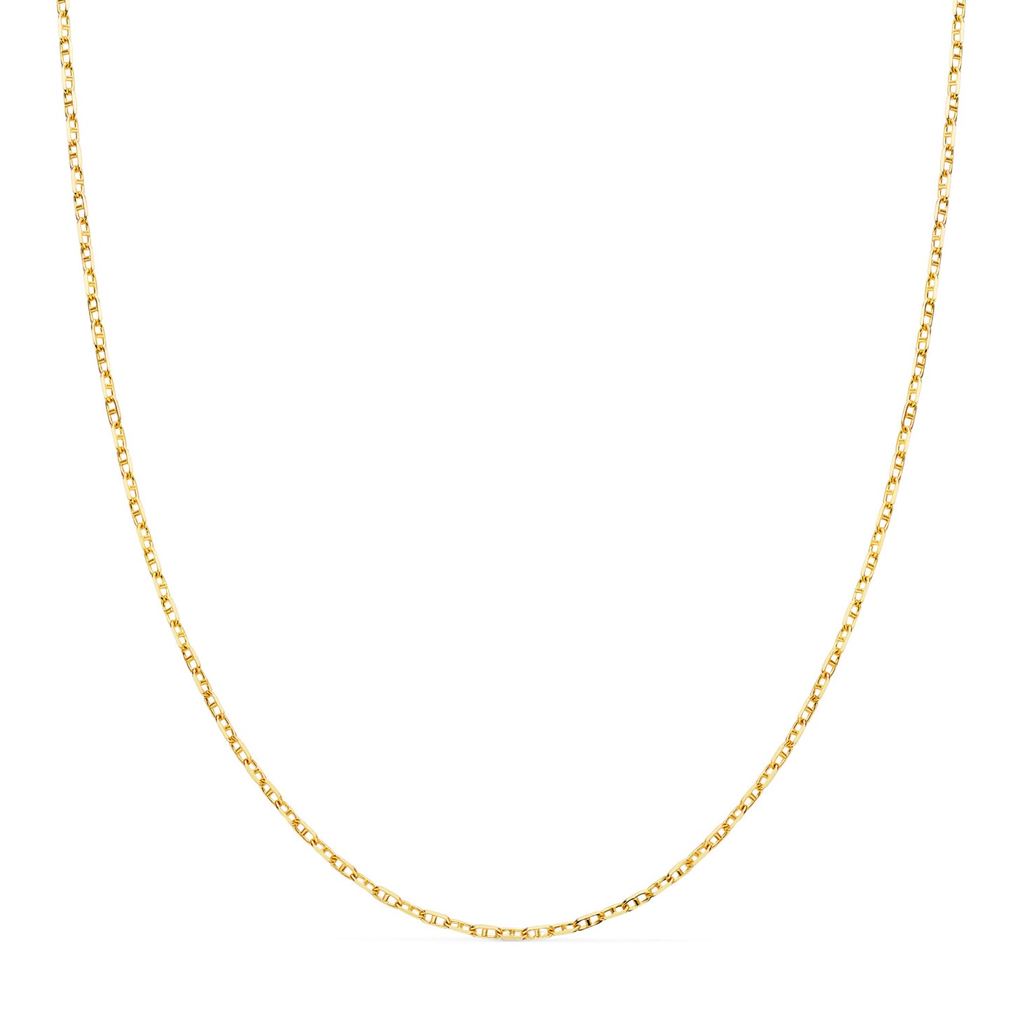 18K CADENA ORO AMARILLO FORZADA ANCLA MACIZA BORDES TALLADOS ANCHO: 1,5 MM. LARGO: 40CM