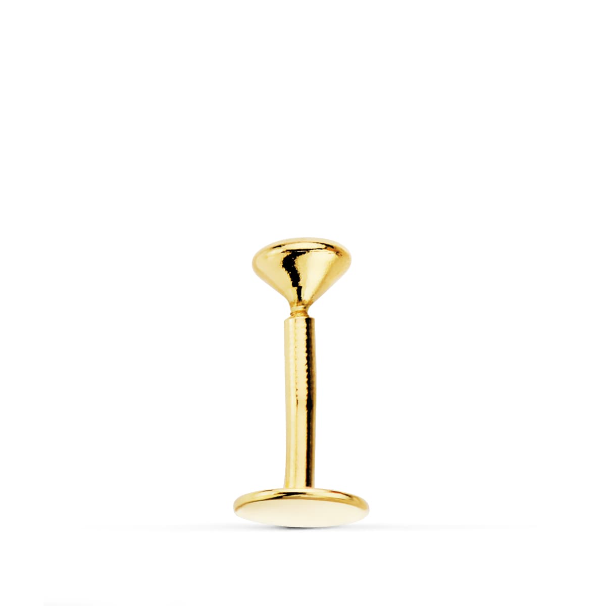 18K PIERCING LABIO ORO AMARILLO CIRCONITA BOCEL 3 MM GRUESO BARRA 1.20 MM LONGITUD 7 MM TOTAL PIERCING 9 MM CIERRE TUERCA