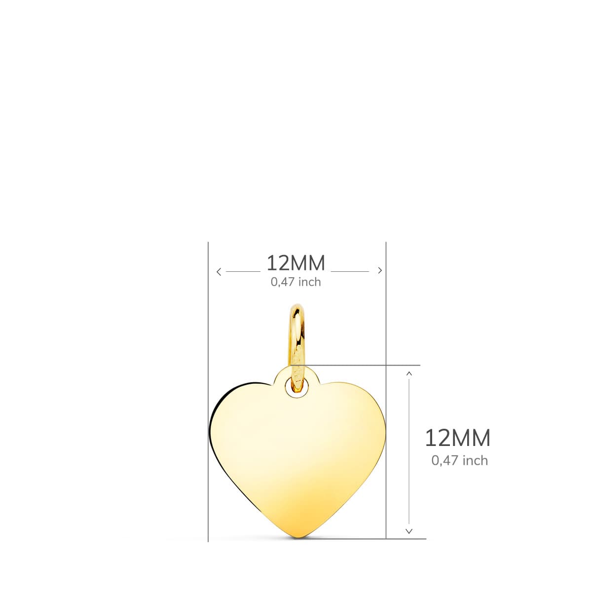 18K PLACA CHAPA CORAZON ORO AMARILLO LISO EN BRILLO 12X12 MM C. AMOR