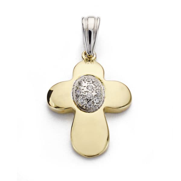 18K CRUZ BICOLOR CIRCONITA 23X17 MM