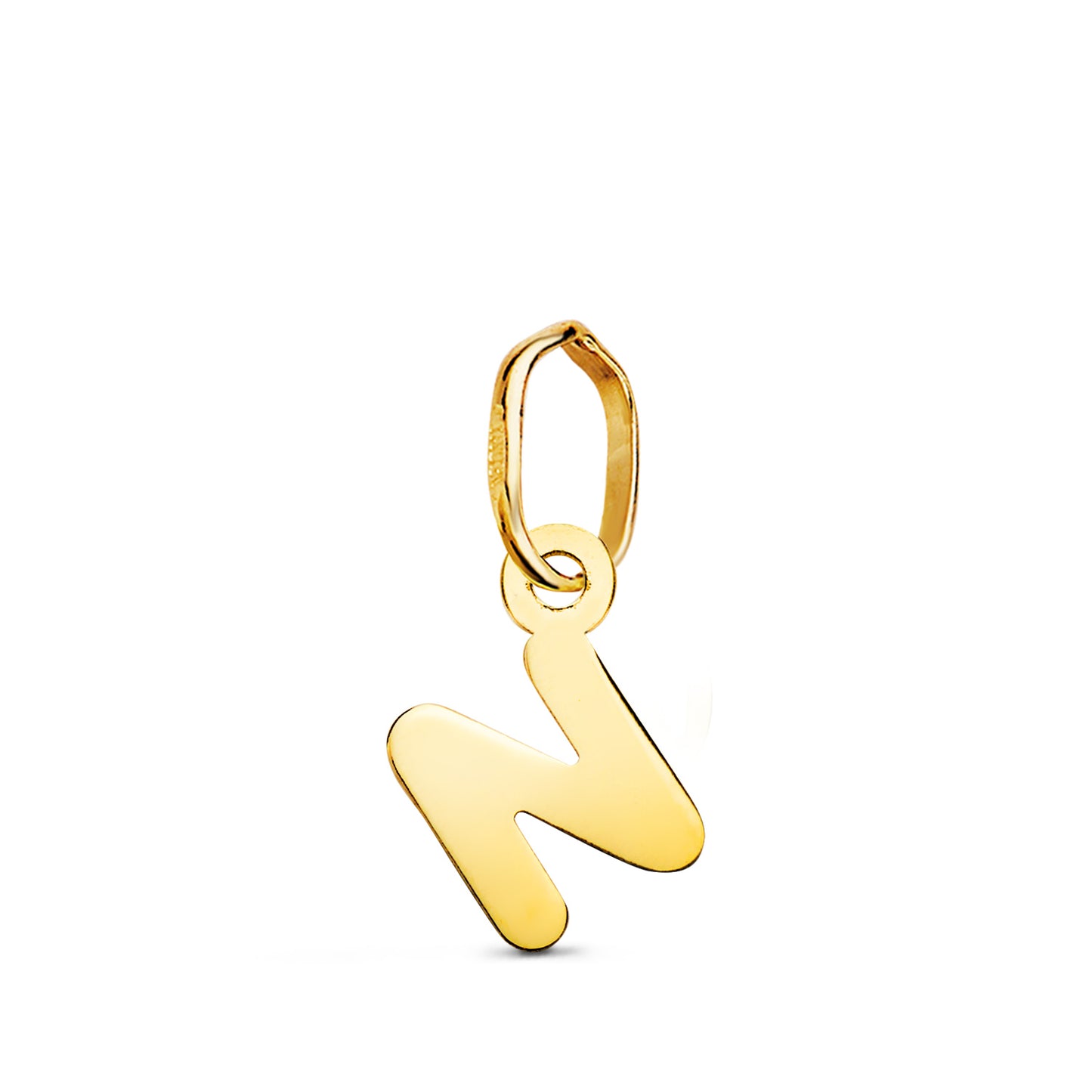 18K COLGANTE ORO AMARILLO LETRA " N " BRILLO. 8 X 5 MM