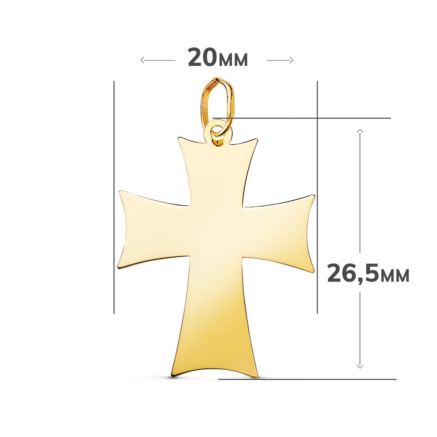 18K COLGANTE ORO AMARILLO CRUZ EN BRILLO. MEDIDA: 26,5 X 20 MM