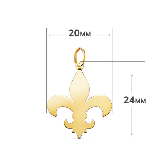 18K COLGANTE ORO AMARILLO CRUZ FLOR DE LIS EN BRILLO. MEDIDA: 24 X 20 MM
