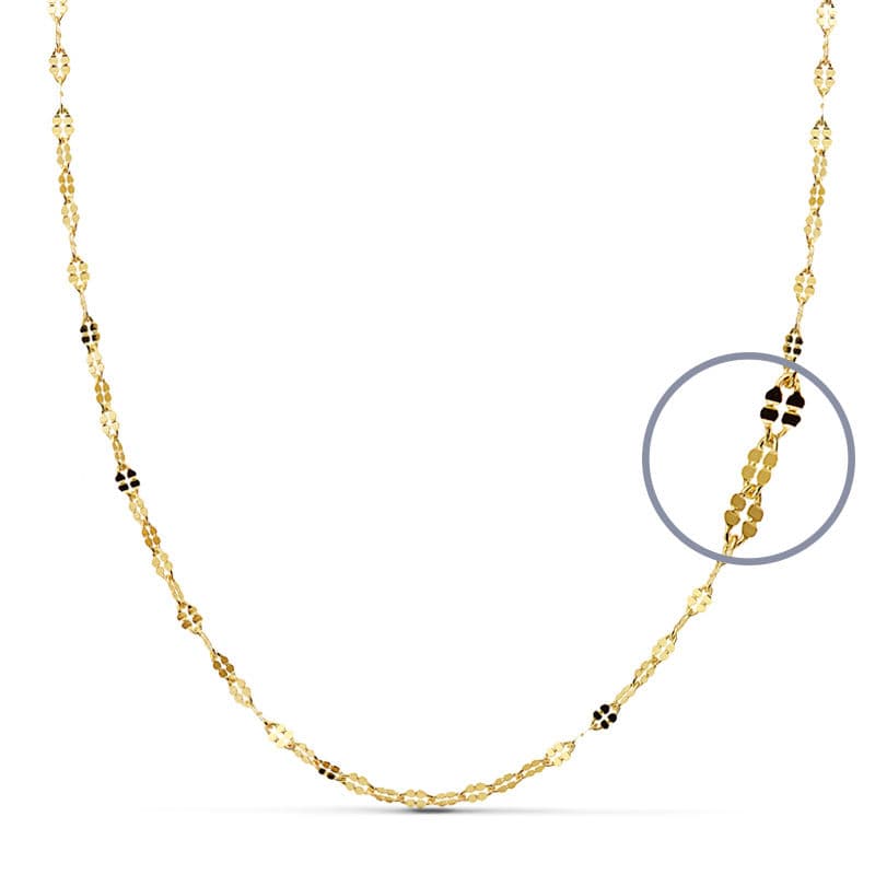 18K CADENA MACIZA ORO AMARILLO DIAMANTADA 40CMX1.5.