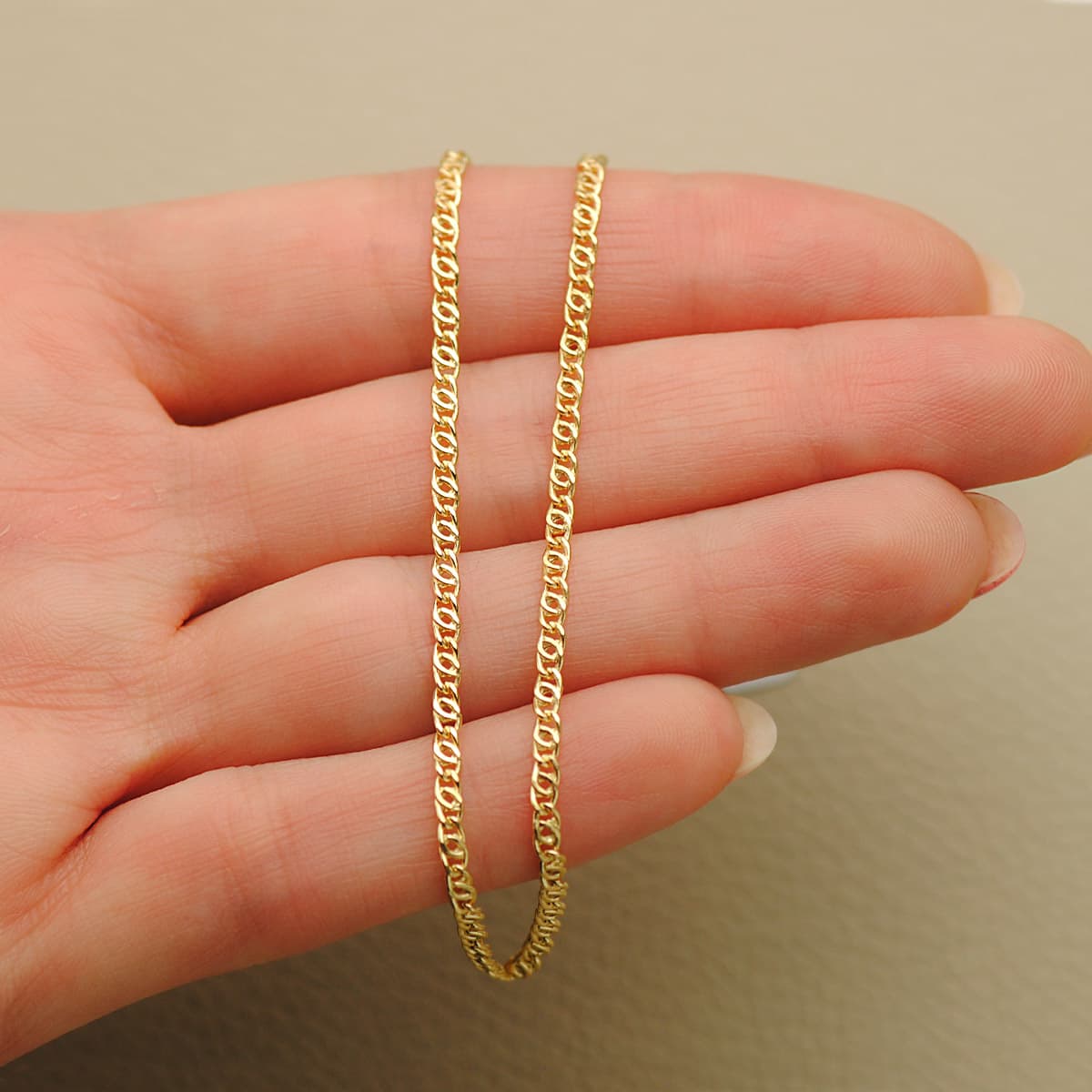 18K CADENA ORO AMARILLO ANCLA HUECA LARGO 45CM ANCHO 2 MM