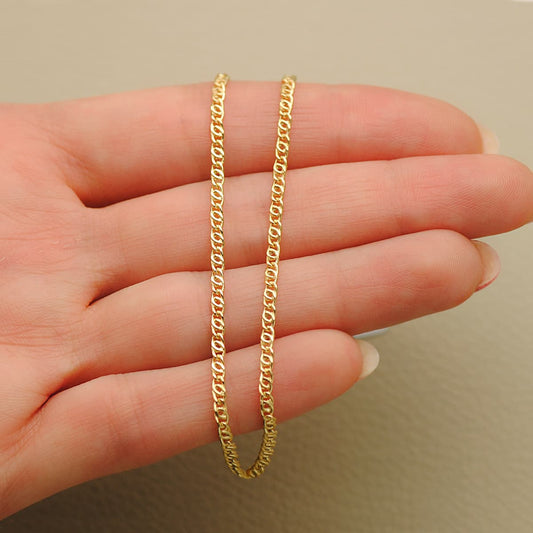 18K CADENA ORO AMARILLO ANCLA HUECA LARGO 45CM ANCHO 2 MM