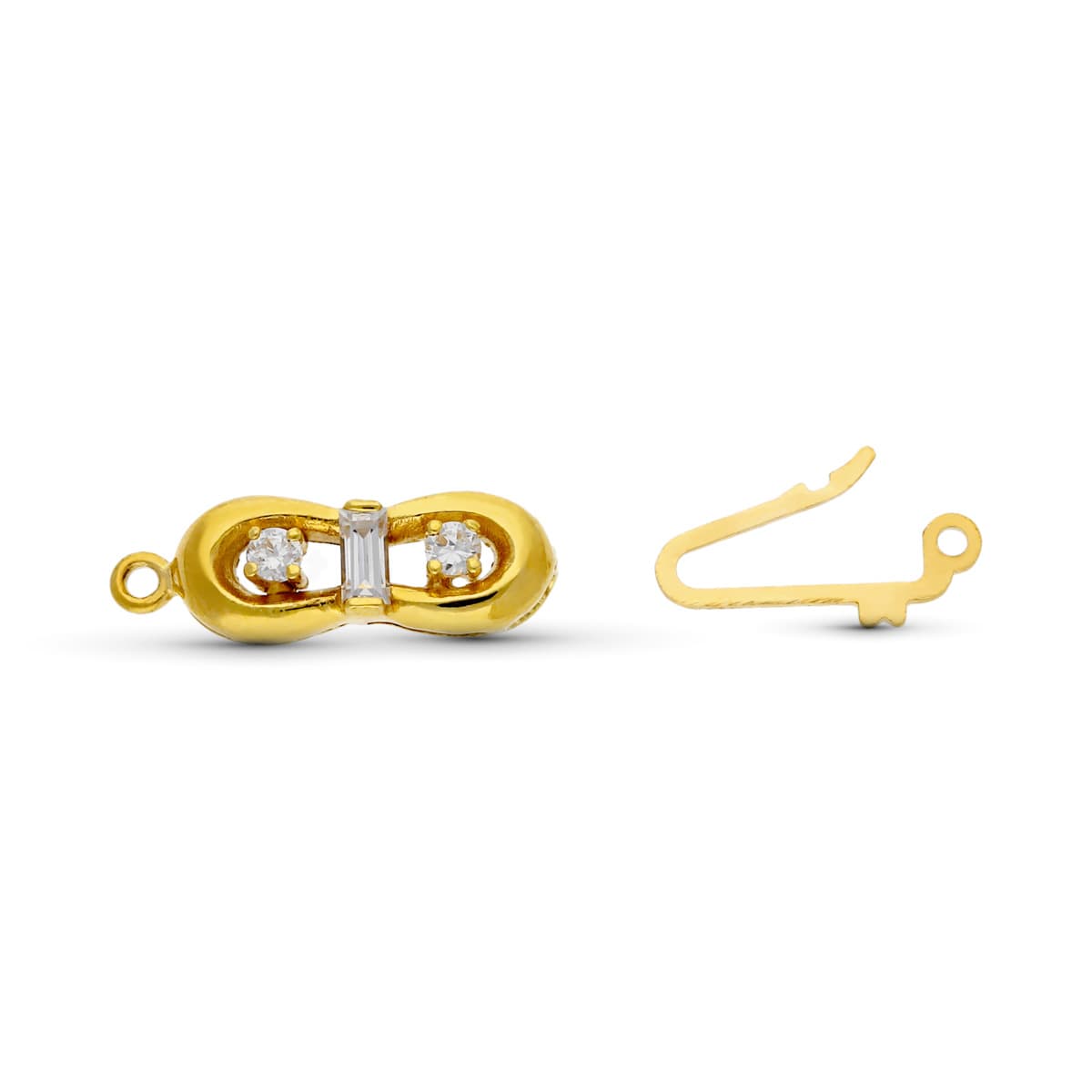 18K FORNITURA CIERRE BROCHE DE GARGANTILLA ORO AMARILLO CIRCONITA 16X7 MM