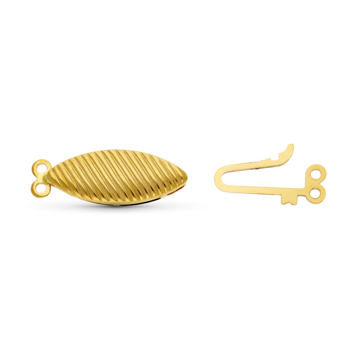 18K FORNITURA CIERRE BROCHE DE GARGANTILLA ORO AMARILLO GALLONEADO. 17X7 MM