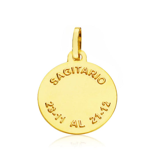 18K PLACA HOROSCOPO ORO AMARILLO SAGITARIO 16 MM