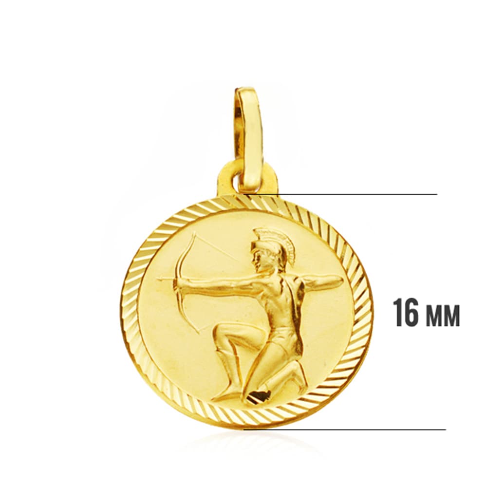 18K PLACA HOROSCOPO ORO AMARILLO SAGITARIO 16 MM