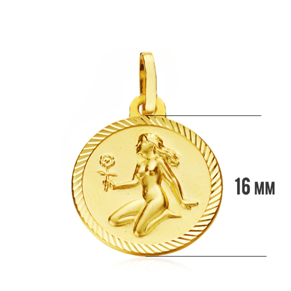 18K PLACA HOROSCOPO ORO AMARILLO VIRGO 16 MM