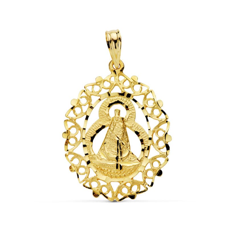18K MEDALLA ORO AMARILLO VIRGEN DE LA CABEZA CERCO 28X21 MM