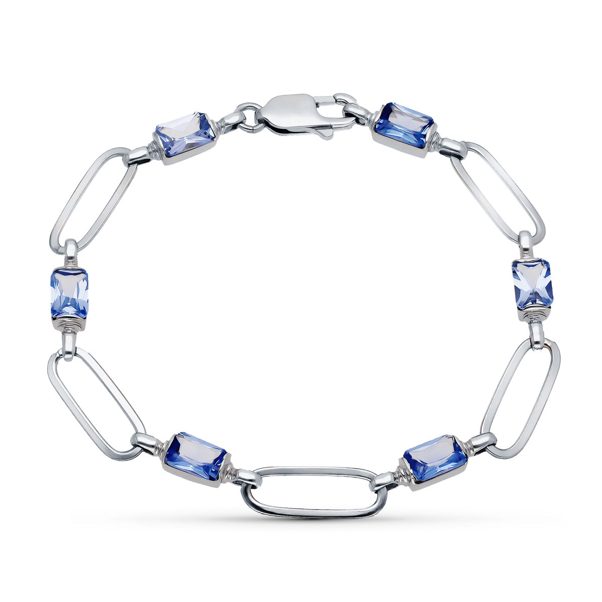 18K PULSERA ORO BLANCO PIEDRAS 19.5 CM