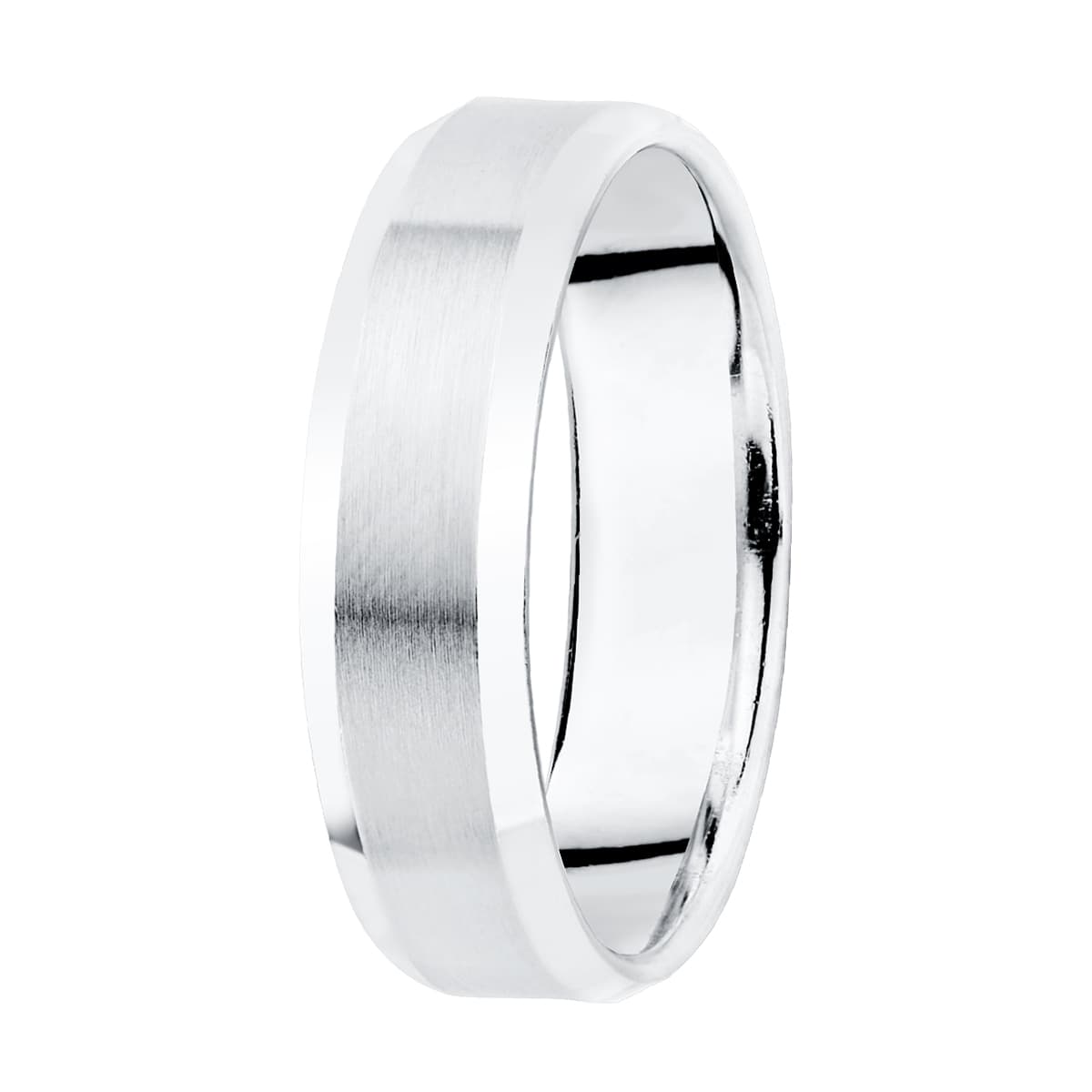 18K ALIANZA ORO BLANCO MATIZADA Y BORDES BRILLO. ANCHO: 5 MM