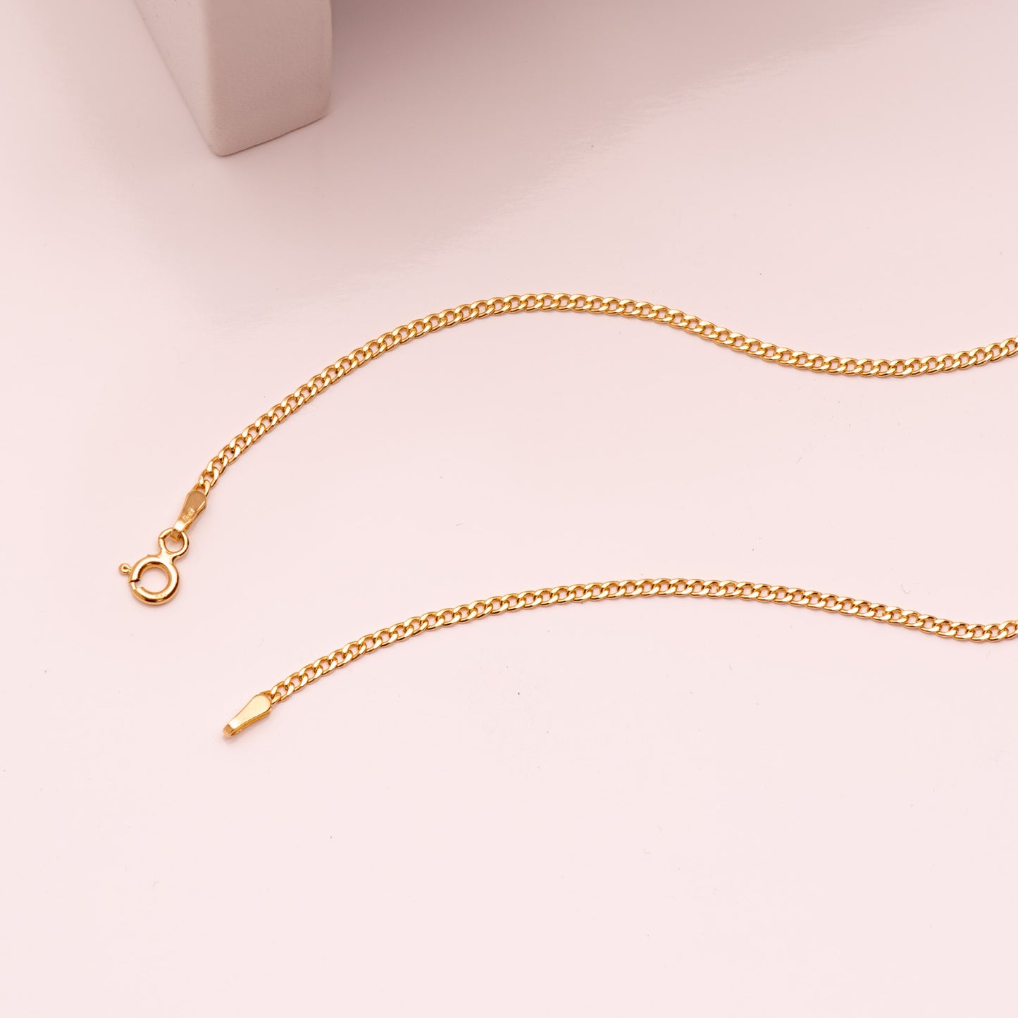 18K CADENA ORO AMARILLO BARBADA HUECA 60CM AMCHO 1.5 MM