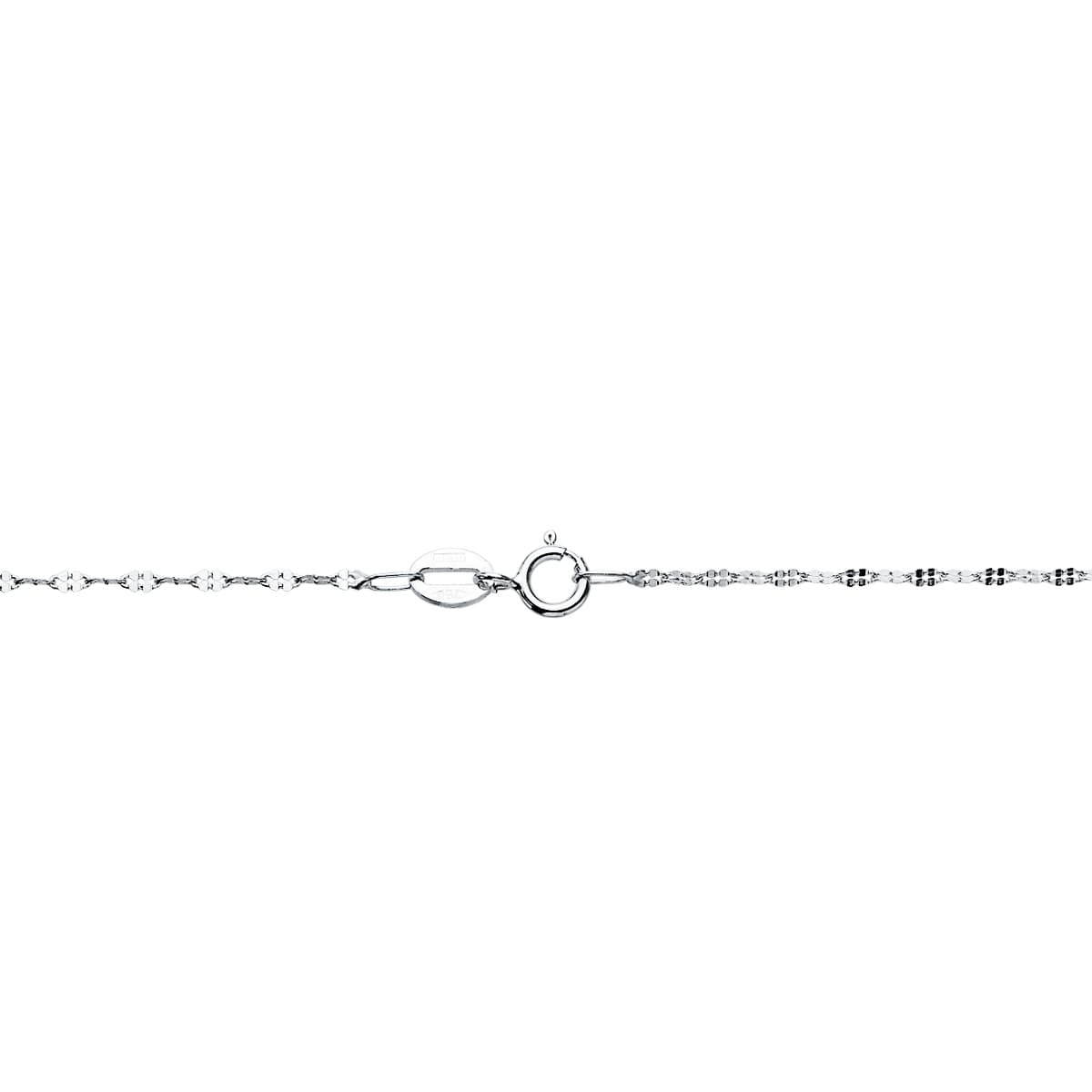 18K CADENA MACIZA ORO BLANCO ESLABONES PLANOS TALLADOS 1.5 MM 40CM
