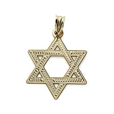 18K COLGANTE ORO AMARILLO ESTRELLA DE DAVID 22 MM TALLADA