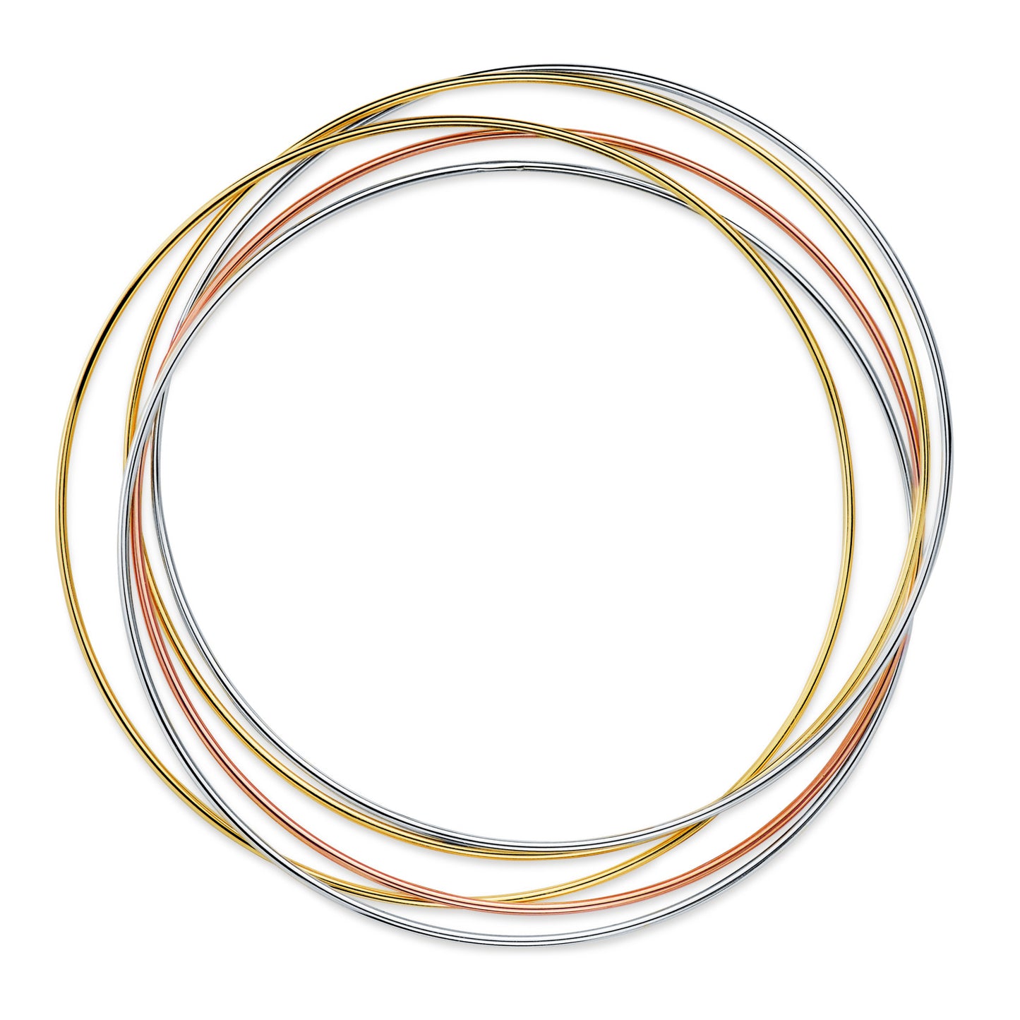 18K PULSERA ORO TRICOLOR 5 AROS LISOS DIAMETRO: 62MM. ANCHO: 1 MM