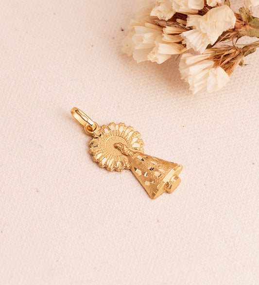 18K MEDALLA ORO AMARILLO VIRGEN DEL PILAR SILUETA TALLADA 26 MM