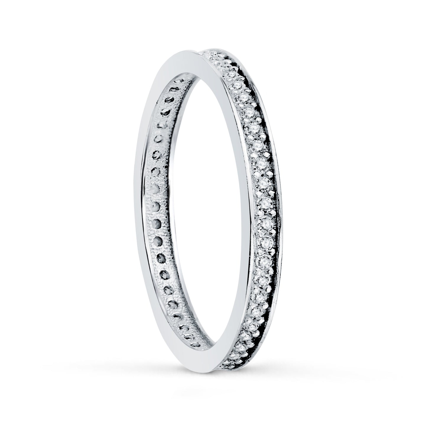 18K ALIANZA COMPLETA ORO BLANCO CIRCONITA CLAVADA ANCHO: 2 MM