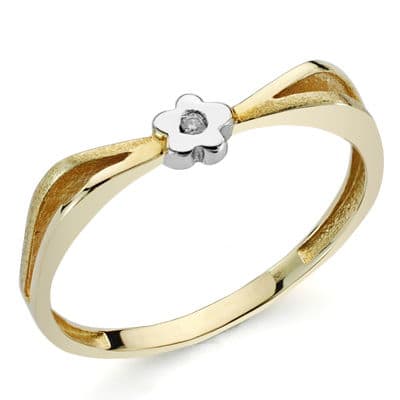 18K SORTIJA ORO BICOLOR DIAMANTE 0.010 QTS. ANCHO: 4MM